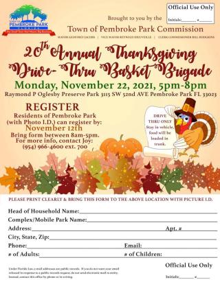 20th Annual Thanksgiving Drive-Thru Basket Brigade